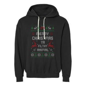 Merry Christmas Animal Filthy Ya Garment-Dyed Fleece Hoodie