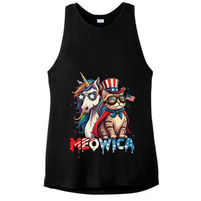 Meowica Cat And Unicorn Ladies PosiCharge Tri-Blend Wicking Tank