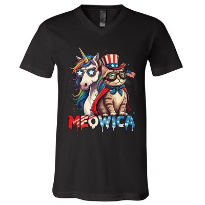 Meowica Cat And Unicorn V-Neck T-Shirt