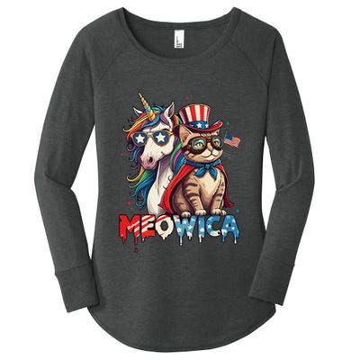 Meowica Cat And Unicorn Women's Perfect Tri Tunic Long Sleeve Shirt