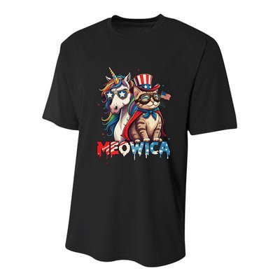 Meowica Cat And Unicorn Youth Performance Sprint T-Shirt
