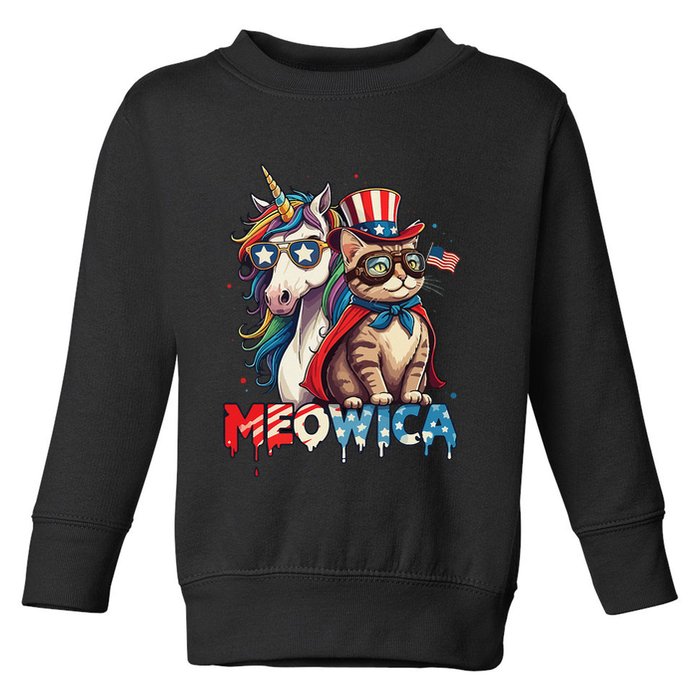 Meowica Cat And Unicorn Toddler Sweatshirt
