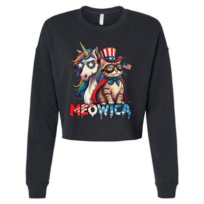 Meowica Cat And Unicorn Cropped Pullover Crew