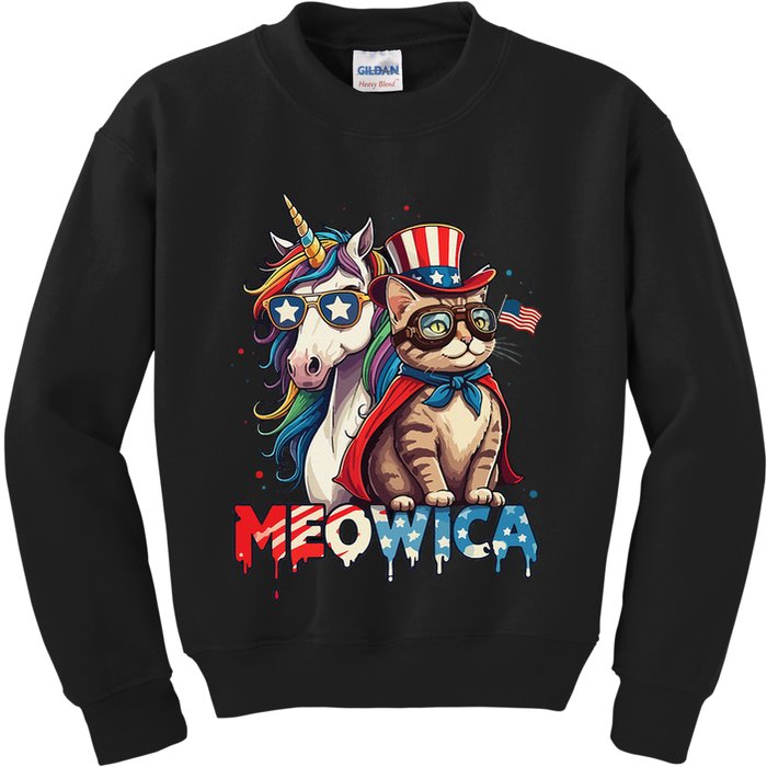 Meowica Cat And Unicorn Kids Sweatshirt