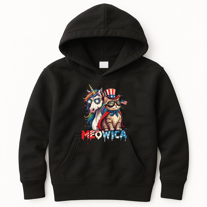 Meowica Cat And Unicorn Kids Hoodie