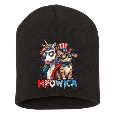 Meowica Cat And Unicorn Short Acrylic Beanie