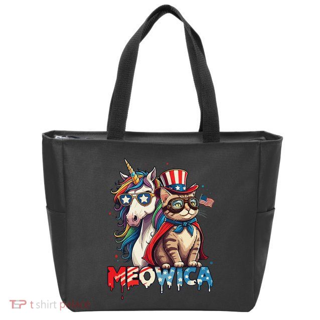 Meowica Cat And Unicorn Zip Tote Bag