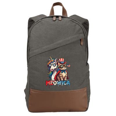 Meowica Cat And Unicorn Cotton Canvas Backpack