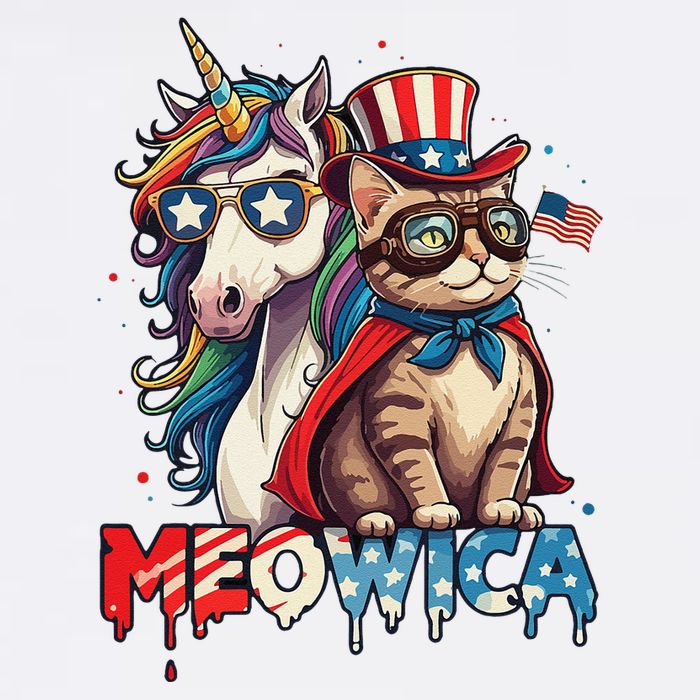 Meowica Cat And Unicorn Garment-Dyed Sweatshirt
