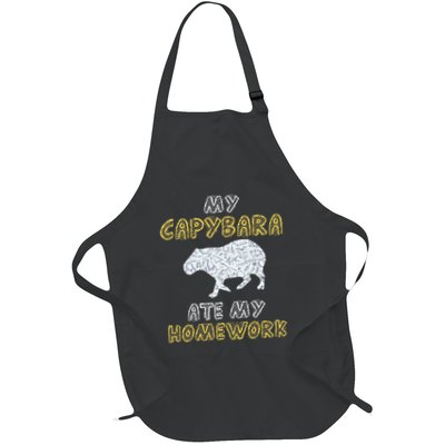 My Capybara Ate My Homework Mammal Animal Back To School Full-Length Apron With Pockets
