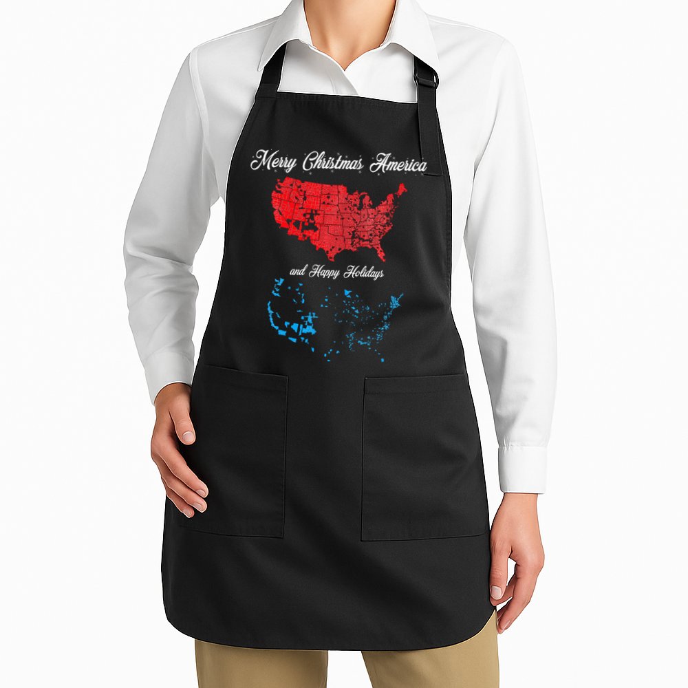 Merry Christmas America Funny 2024 Election Map Holiday Apron