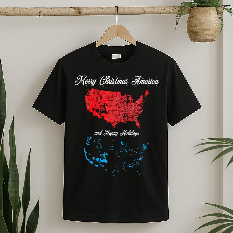 Merry Christmas America Funny 2024 Election Map Holiday T-Shirt