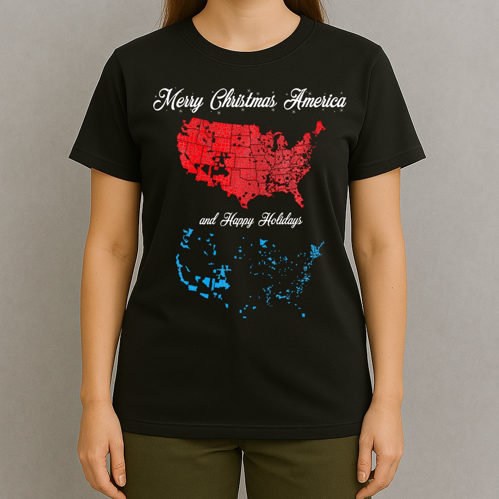 Merry Christmas America Funny 2024 Election Map Holiday T-Shirt