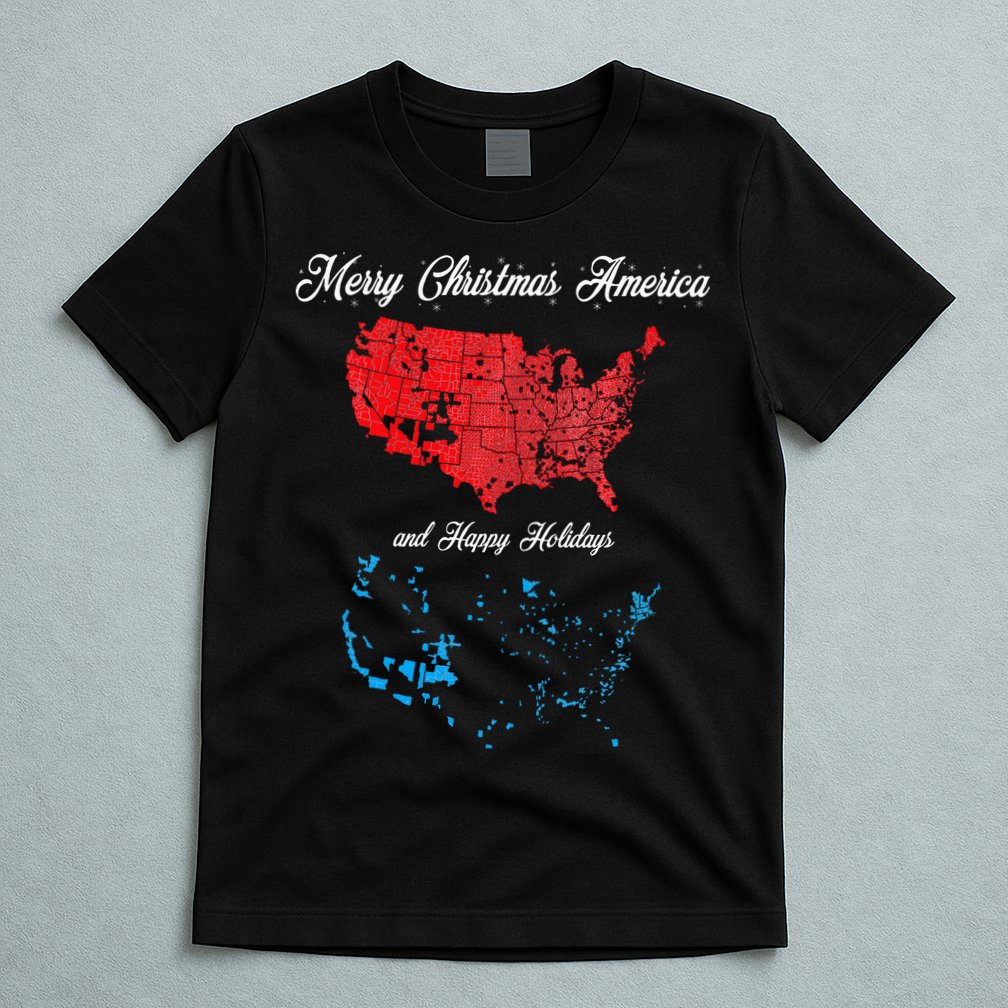 Merry Christmas America Funny 2024 Election Map Holiday T-Shirt