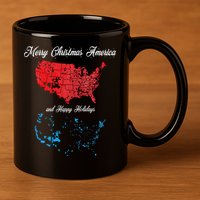 Merry Christmas America Funny 2024 Election Map Holiday 11oz C Handle Ceramic Mug