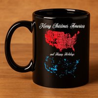 Merry Christmas America Funny 2024 Election Map Holiday 11oz C Handle Ceramic Mug