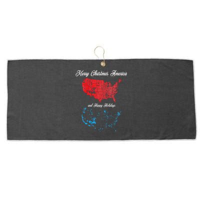 Merry Christmas America Funny 2024 Election Map Holiday Large Microfiber Waffle Golf Towel