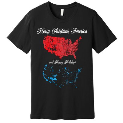 Merry Christmas America Funny 2024 Election Map Holiday Premium T-Shirt