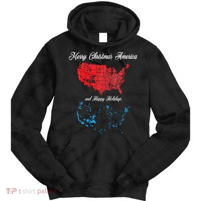 Merry Christmas America Funny 2024 Election Map Holiday Tie Dye Hoodie