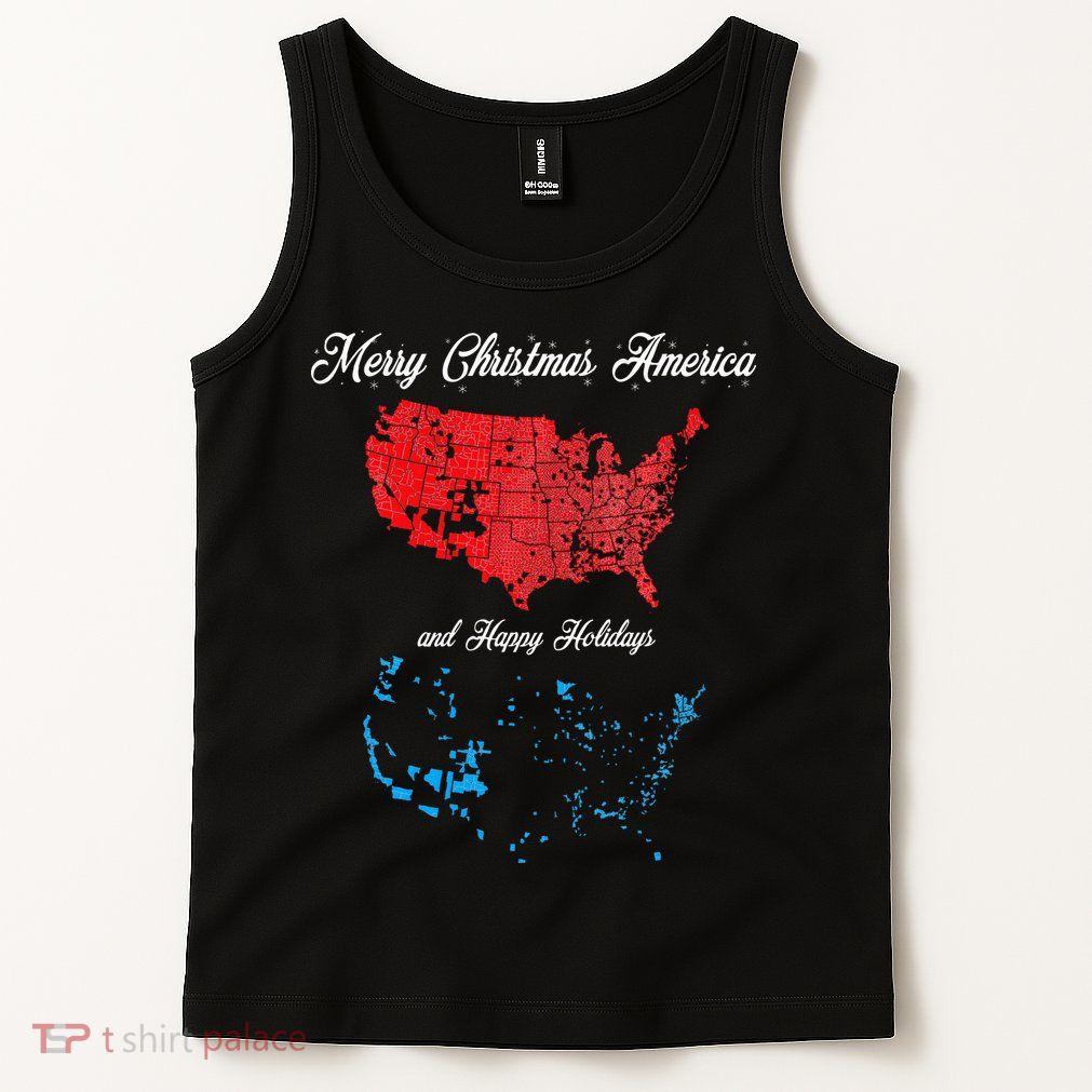 Merry Christmas America Funny 2024 Election Map Holiday Tank Top