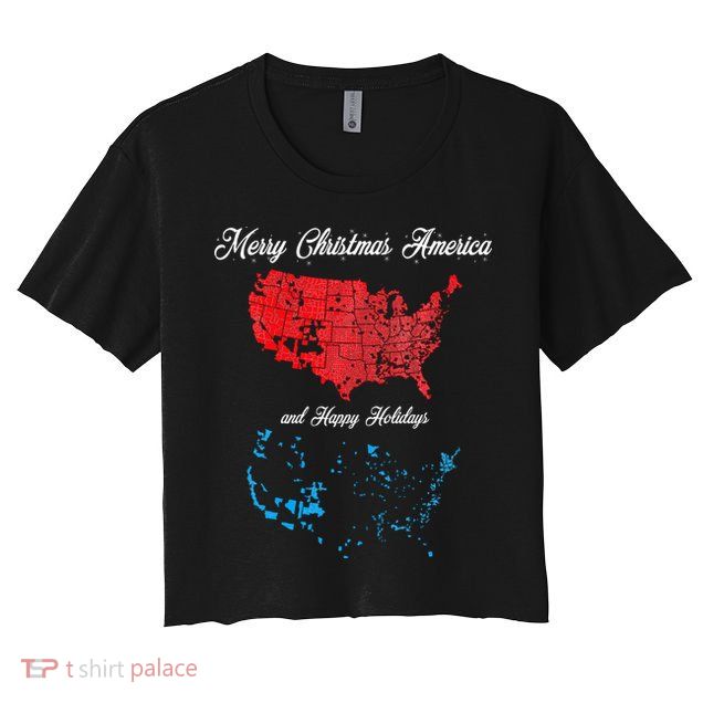 Merry Christmas America Funny 2024 Election Map Holiday Crop Top
