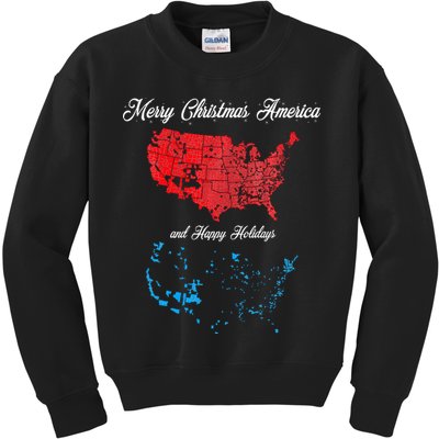 Merry Christmas America Funny 2024 Election Map Holiday Kids Sweatshirt