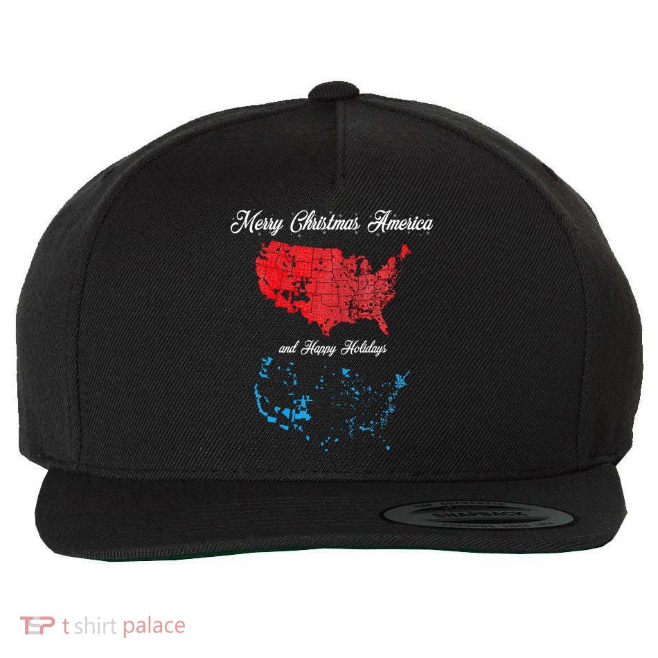 Merry Christmas America Funny 2024 Election Map Holiday Wool Snapback Cap