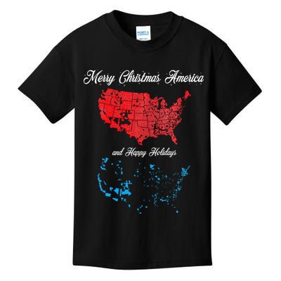 Merry Christmas America Funny 2024 Election Map Holiday Kids T-Shirt