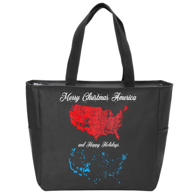 Merry Christmas America Funny 2024 Election Map Holiday Zip Tote Bag
