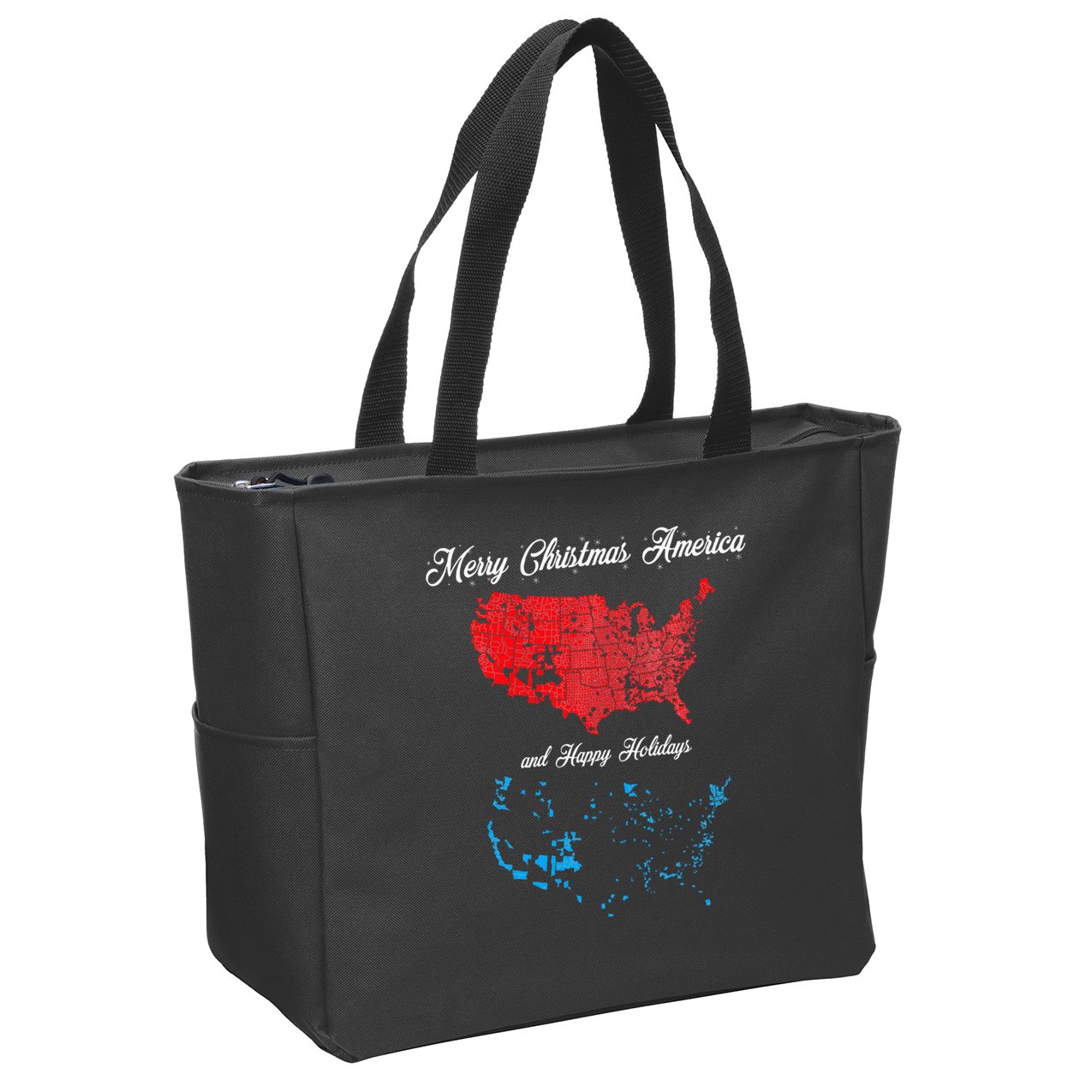 Merry Christmas America Funny 2024 Election Map Holiday Zip Tote Bag