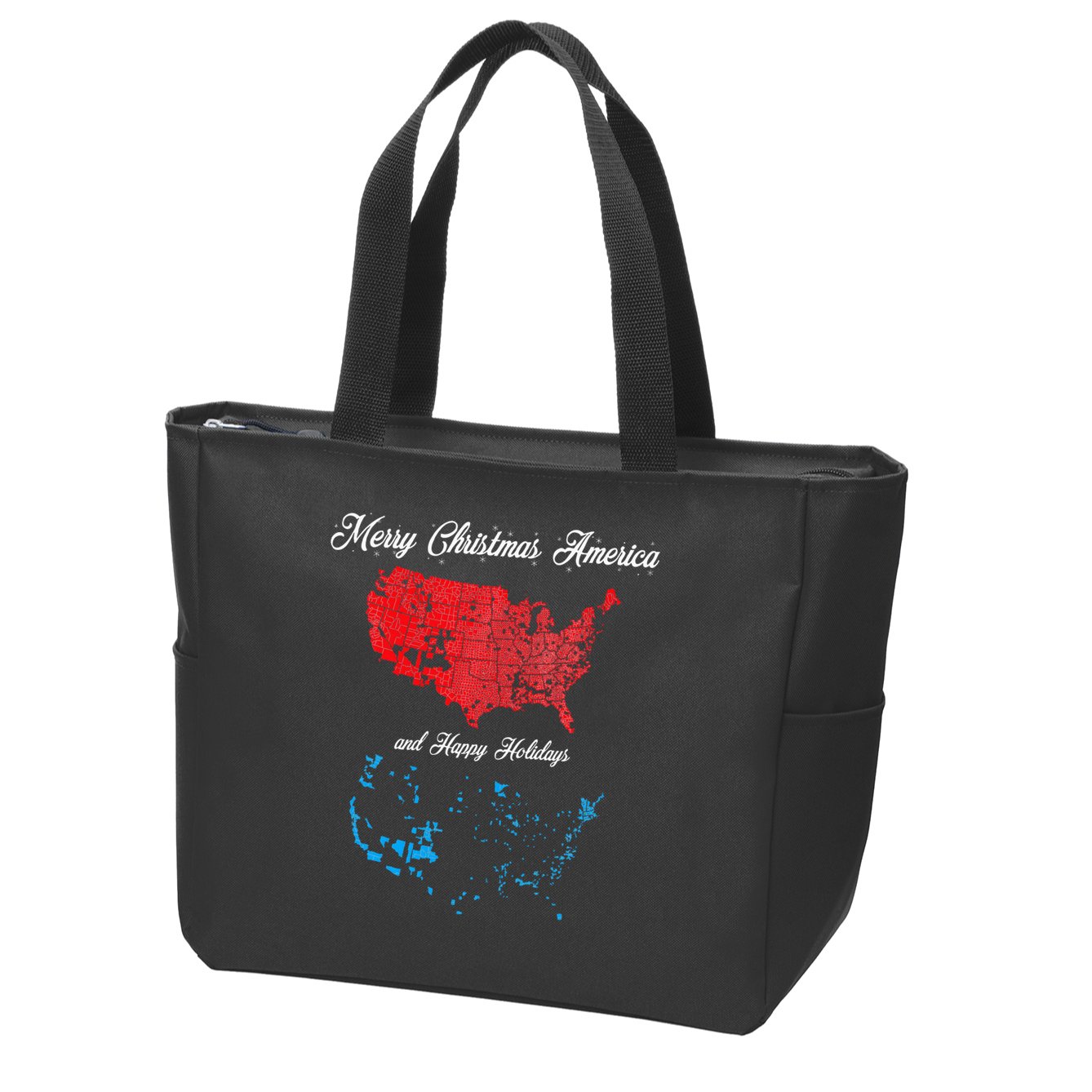 Merry Christmas America Funny 2024 Election Map Holiday Zip Tote Bag