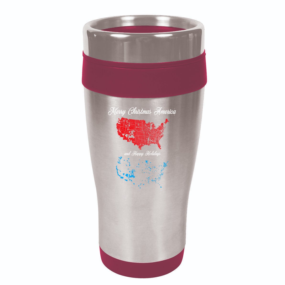 Merry Christmas America Funny 2024 Election Map Holiday 16oz Travel Tumbler