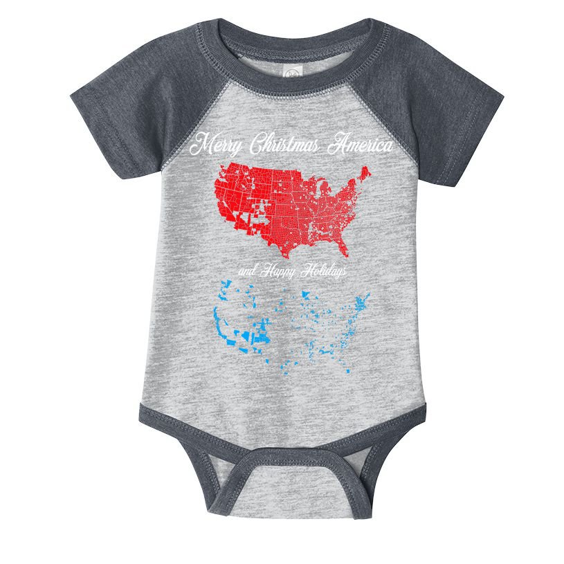 Merry Christmas America Funny 2024 Election Map Holiday Infant Baby Jersey Bodysuit