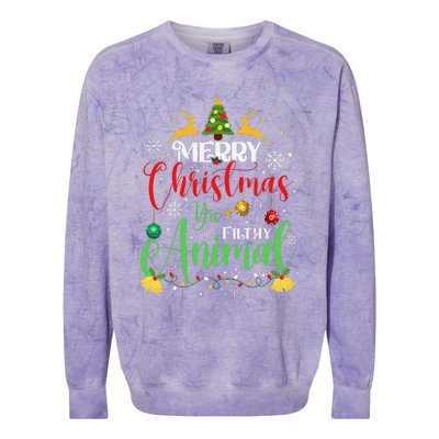 Merry Christmas Animal Filthy Ya Xmas Family Pajama Colorblast Crewneck Sweatshirt