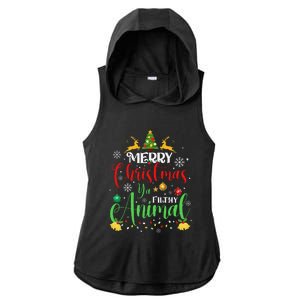 Merry Christmas Animal Filthy Ya Xmas Family Pajama Ladies PosiCharge Tri-Blend Wicking Draft Hoodie Tank