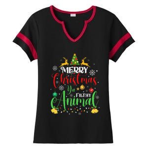 Merry Christmas Animal Filthy Ya Xmas Family Pajama Ladies Halftime Notch Neck Tee