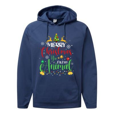 Merry Christmas Animal Filthy Ya Xmas Family Pajama Performance Fleece Hoodie