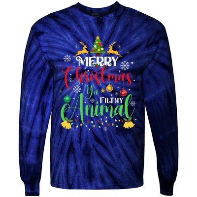 Merry Christmas Animal Filthy Ya Xmas Family Pajama Tie-Dye Long Sleeve Shirt