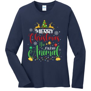 Merry Christmas Animal Filthy Ya Xmas Family Pajama Ladies Long Sleeve Shirt