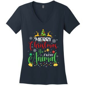 Merry Christmas Animal Filthy Ya Xmas Family Pajama Women's V-Neck T-Shirt