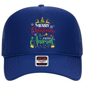 Merry Christmas Animal Filthy Ya Xmas Family Pajama High Crown Mesh Back Trucker Hat