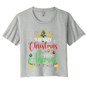 Merry Christmas Animal Filthy Ya Xmas Family Pajama Women's Crop Top Tee