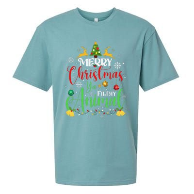 Merry Christmas Animal Filthy Ya Xmas Family Pajama Sueded Cloud Jersey T-Shirt