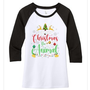 Merry Christmas Animal Filthy Ya Xmas Family Pajama Women's Tri-Blend 3/4-Sleeve Raglan Shirt