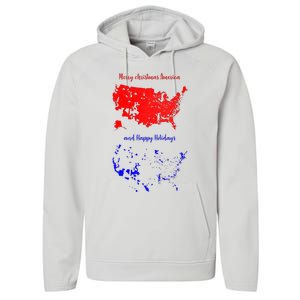 Merry Christmas America And Happy Holidays New President Performance Fleece Hoodie