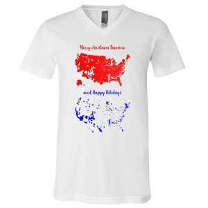 Merry Christmas America And Happy Holidays New President V-Neck T-Shirt