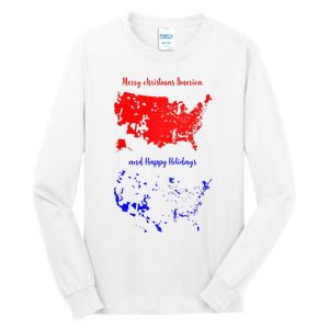 Merry Christmas America And Happy Holidays New President Tall Long Sleeve T-Shirt