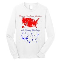 Merry Christmas America And Happy Holidays 2024 Usa Funny Long Sleeve Shirt