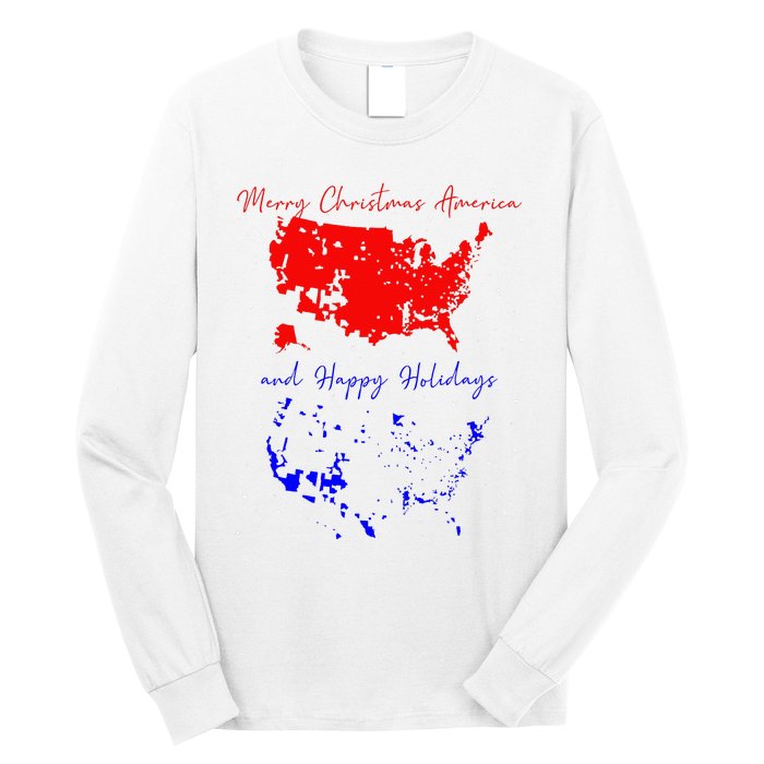 Merry Christmas America And Happy Holidays 2024 Usa Funny Long Sleeve Shirt