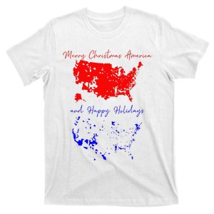 Merry Christmas America And Happy Holidays 2024 Usa Funny T-Shirt